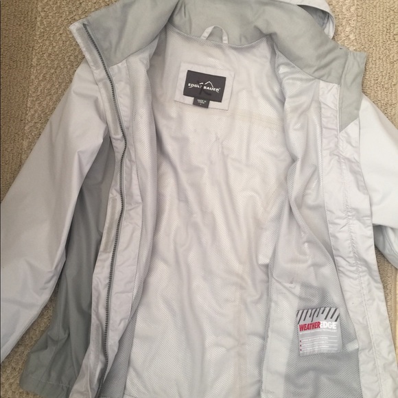 Eddie Bauer Weather-edge gray jacket with hood Lg - Picture 3 of 6